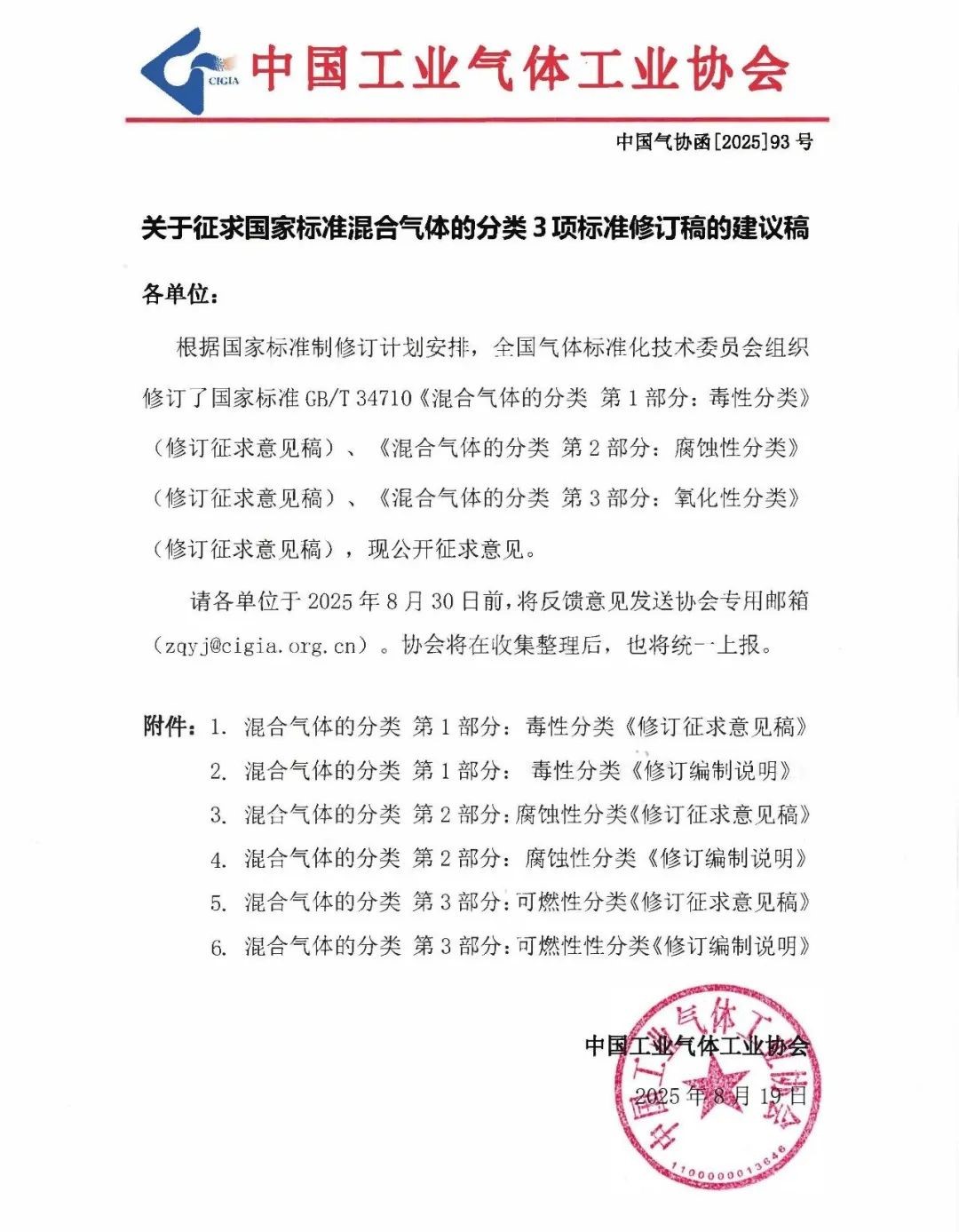 关于征求国家标准混合气体的分类3项标准修订稿的建议稿(图1)